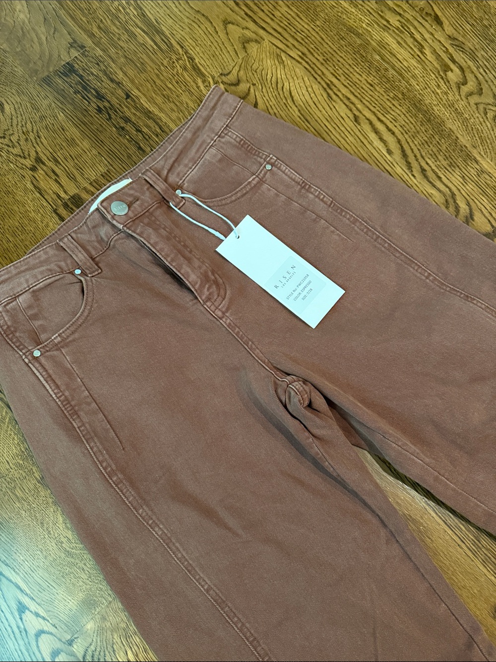 Risen washed plum Wide-Leg Painter Pants with Front Seams 7/28 - Picture 2 of 14